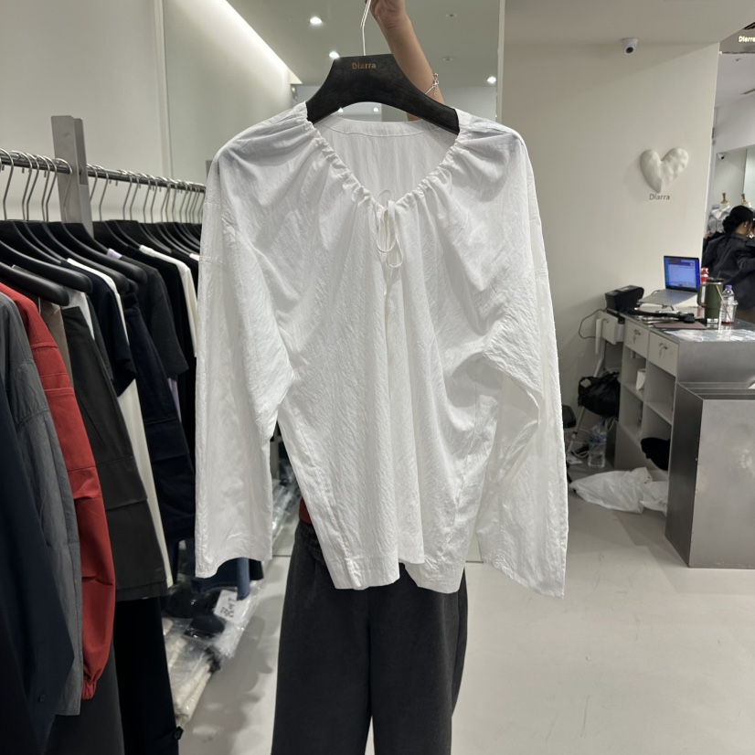 DIARRA韓國直郵㊣女裝新品熱賣人氣休閑職業推薦襯衫蕾絲衫V領DIARRA襯衫/蕾絲衫圖色1