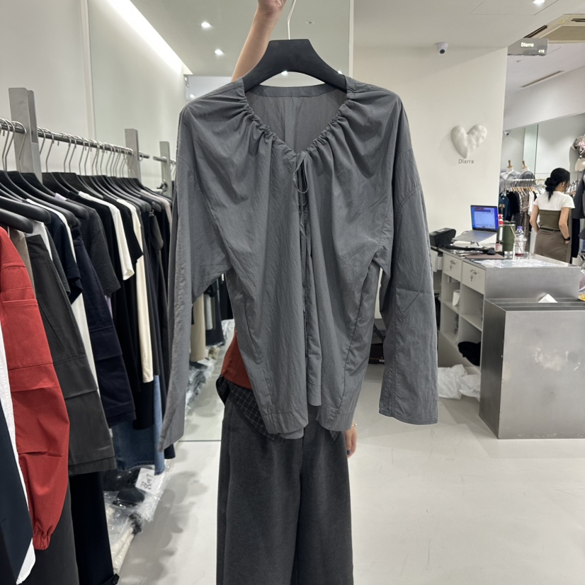 DIARRA韓國直郵㊣女裝新品熱賣人氣休閑職業推薦襯衫蕾絲衫V領DIARRA襯衫/蕾絲衫圖色2