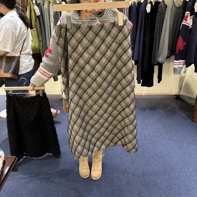 FURE東大門㊣直郵女士新品職業25秋冬時尚真品休閑長裙格紋FURE長裙圖色1