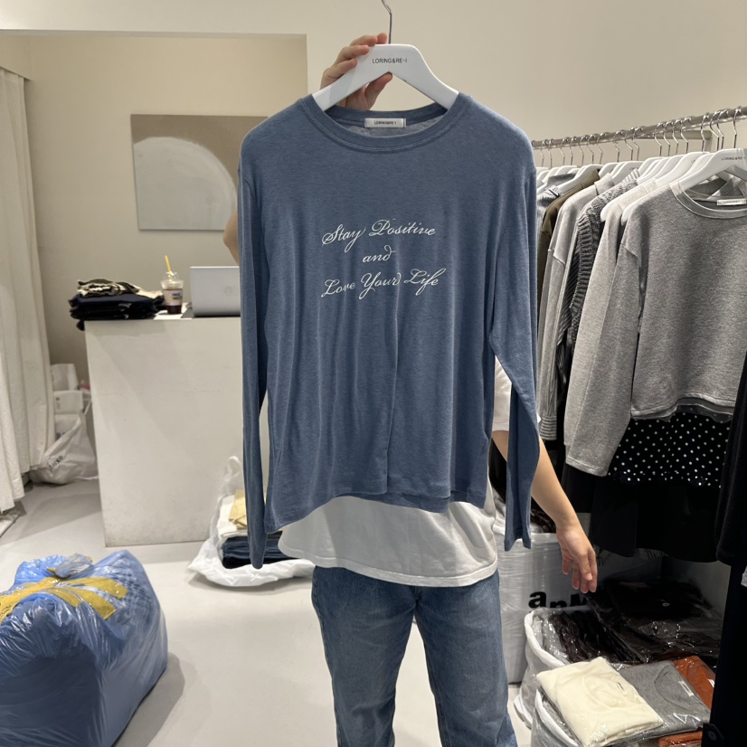LORING RE I東大門㊣直郵女裝新品人氣25秋冬長袖T恤羊毛LORING RE-I/BARE長袖T恤圖色2