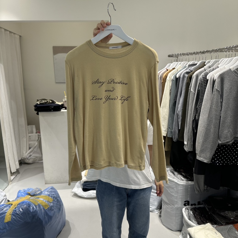 LORING RE I東大門㊣直郵女裝新品人氣25秋冬長袖T恤羊毛LORING RE-I/BARE長袖T恤圖色3