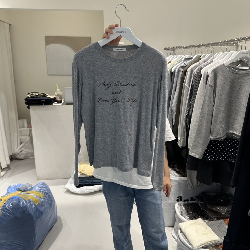 LORING RE I東大門㊣直郵女裝新品人氣25秋冬長袖T恤羊毛LORING RE-I/BARE長袖T恤圖色4