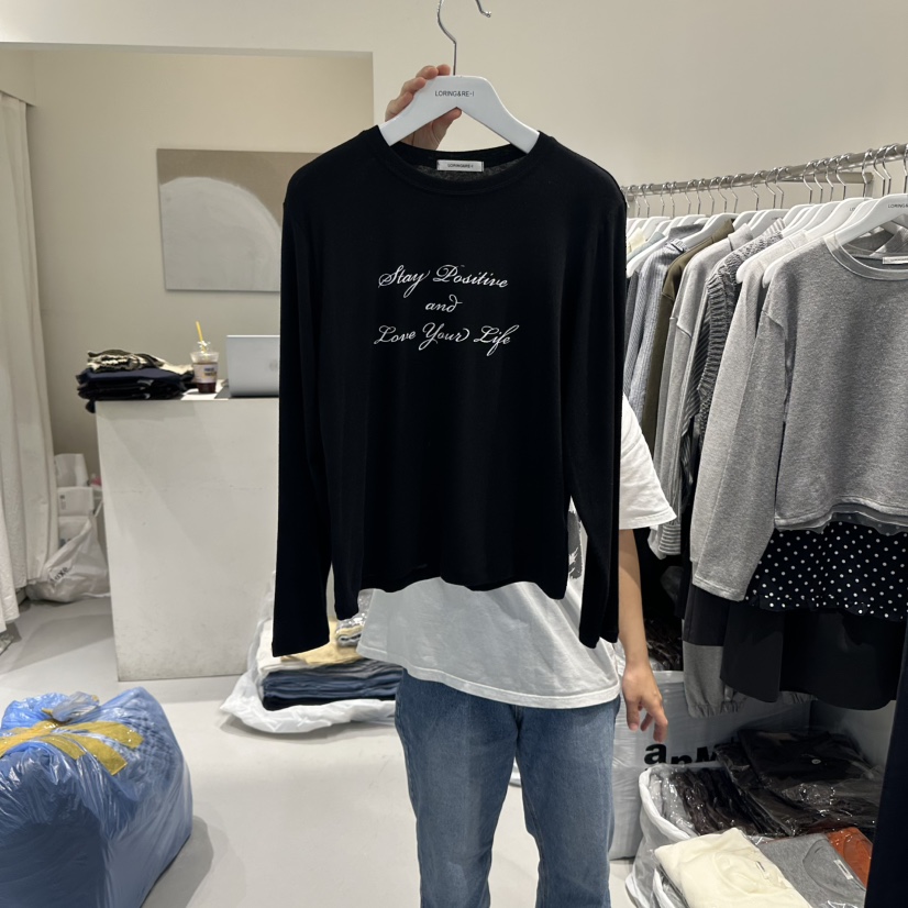 LORING RE I東大門㊣直郵女裝新品人氣25秋冬長袖T恤羊毛LORING RE-I/BARE長袖T恤圖色5