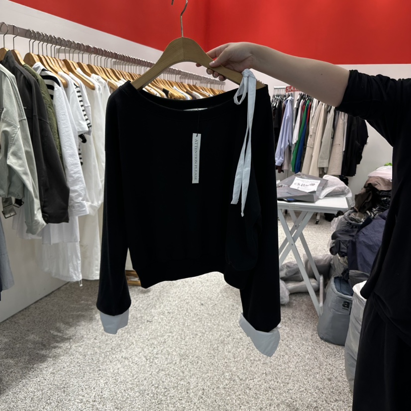 ATPZ韓國直郵㊣女裝新品真品熱賣時尚職業休閑25秋冬衛衣露肩ATTENTION PLEAES衛衣圖色2