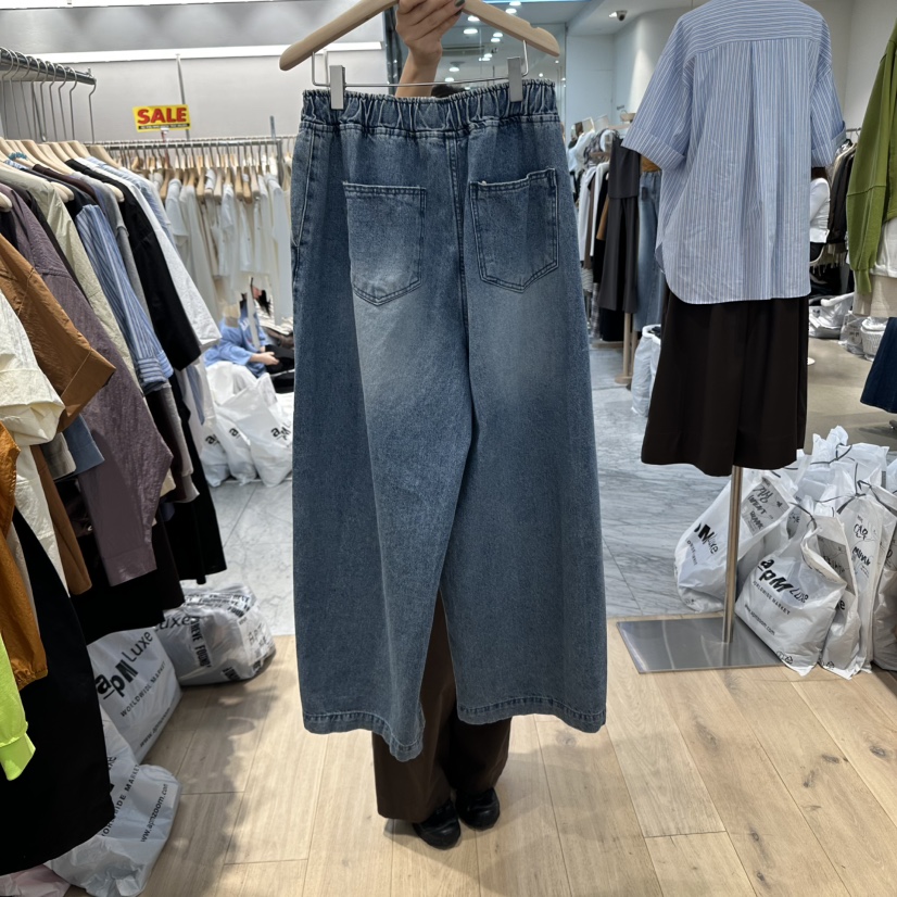 REVE-L韓國代購㊣女裝新品25秋冬人氣休閑熱賣真品牛仔褲條紋REVE-L牛仔褲