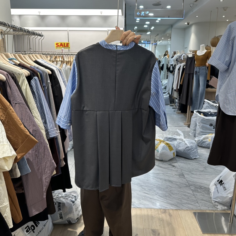REVE-L東大門㊣代購女裝新品真品人氣休閑襯衫蕾絲衫假兩件REVE-L襯衫/蕾絲衫