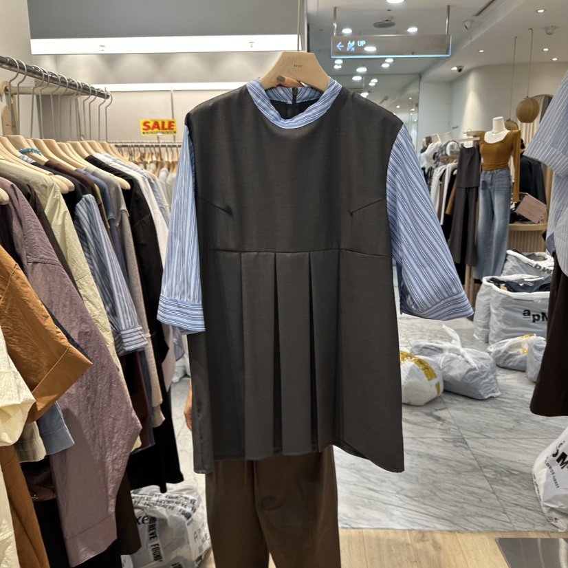 REVE-L東大門㊣代購女裝新品真品人氣休閑襯衫蕾絲衫假兩件REVE-L襯衫/蕾絲衫圖色1