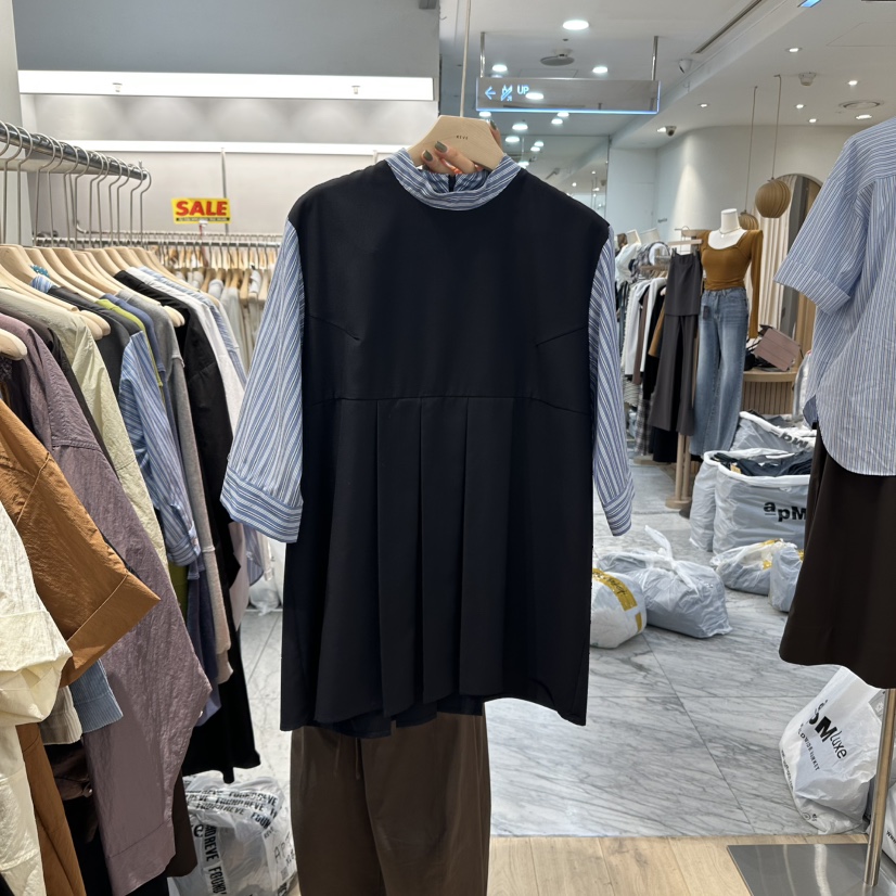REVE-L東大門㊣代購女裝新品真品人氣休閑襯衫蕾絲衫假兩件REVE-L襯衫/蕾絲衫圖色2