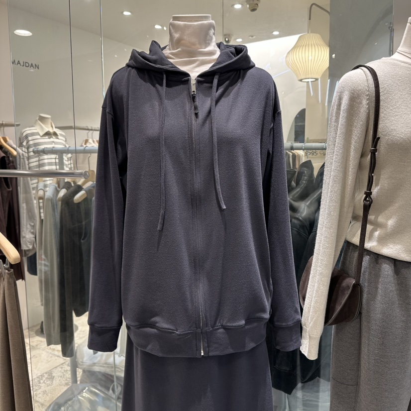 MAJDAN東大門㊣實拍女裝新款時尚25秋冬熱賣人氣夾克拉鏈兜帽MAJDAN夾克圖色1