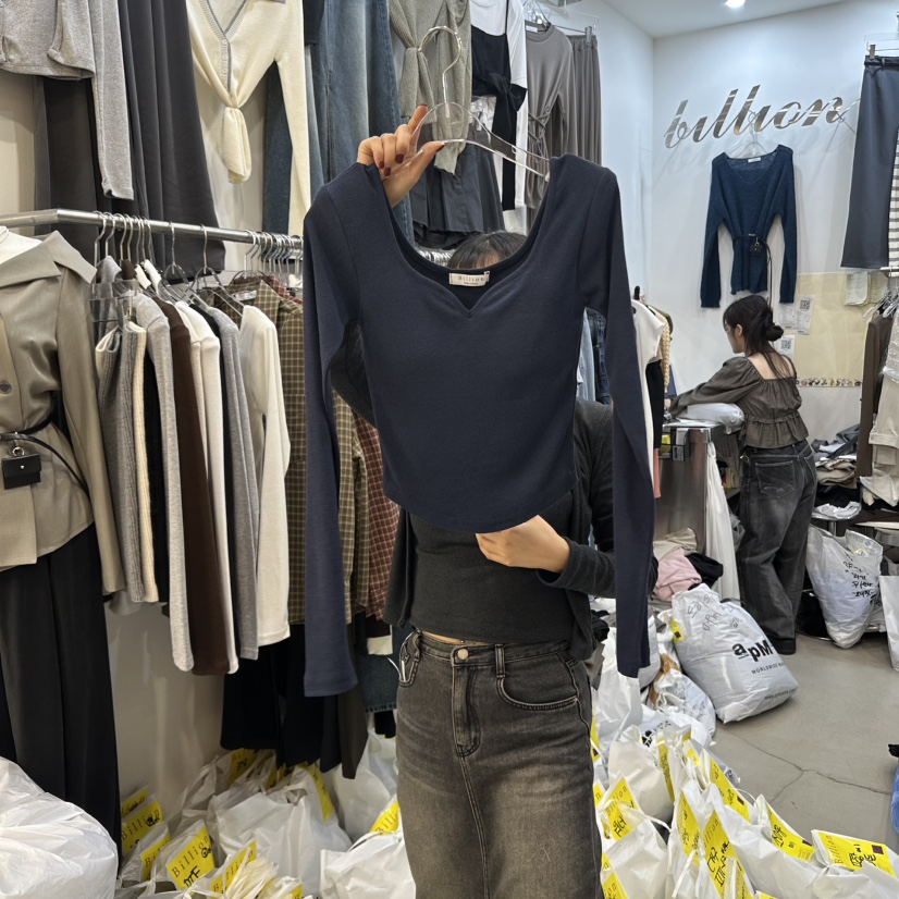BILLION-L東大門㊣直郵女裝新品時尚推薦熱賣休閑人氣長袖T恤BILLION-L長袖T恤圖色3深藍色