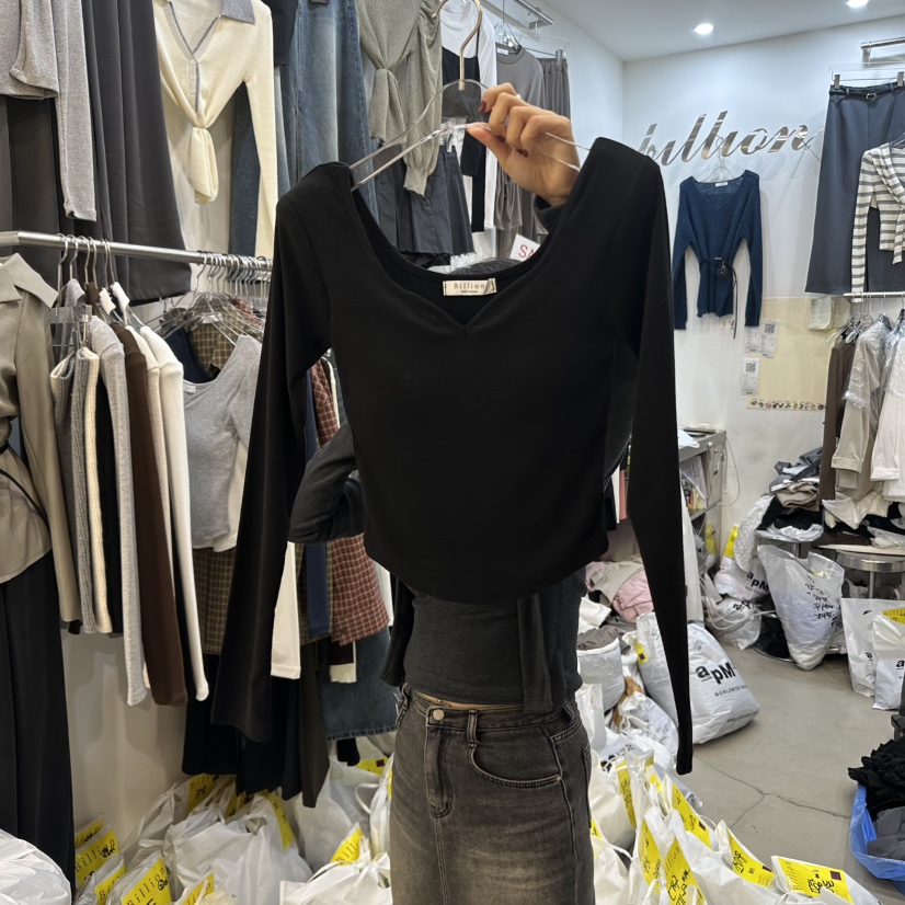 BILLION-L東大門㊣直郵女裝新品時尚推薦熱賣休閑人氣長袖T恤BILLION-L長袖T恤圖色4黑色