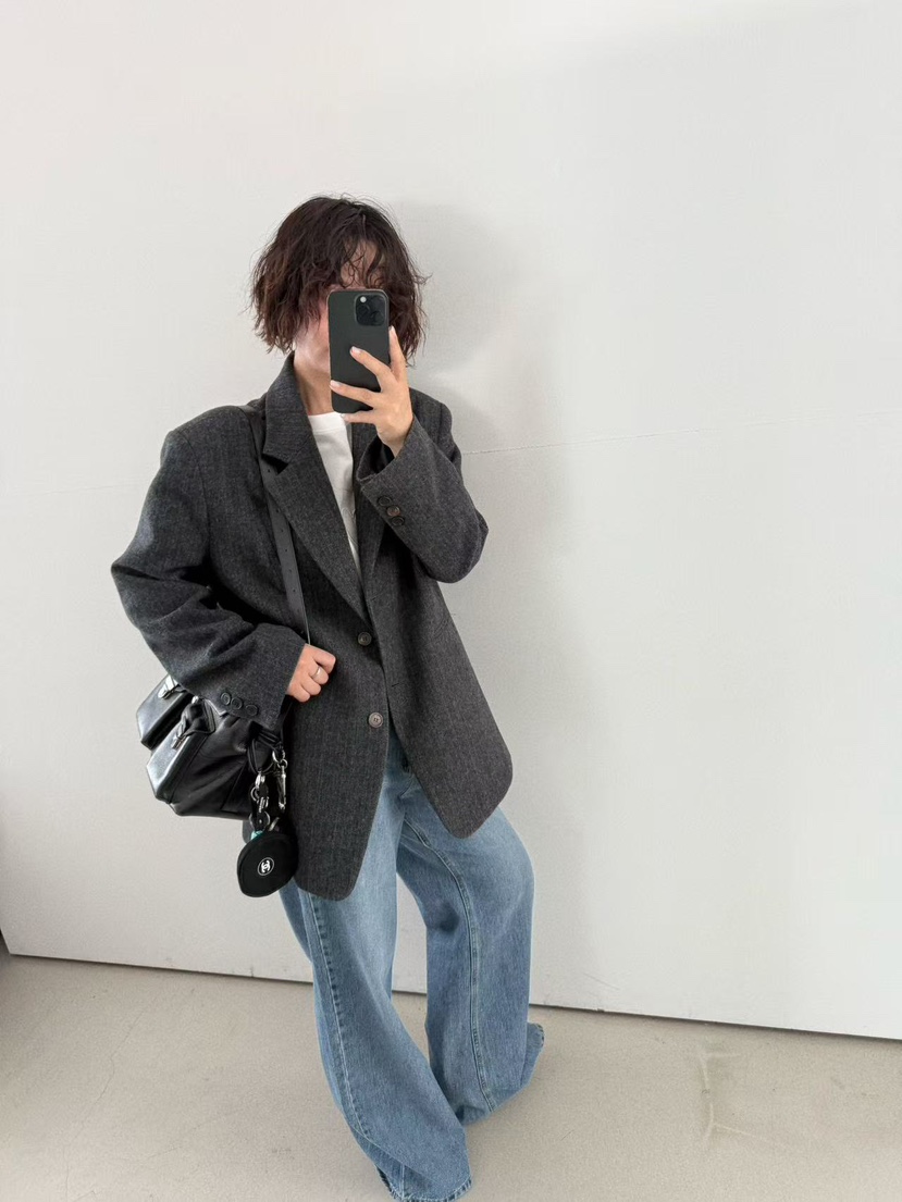 OLI SEOUL東大門㊣代購女裝新品25秋冬真品夾克美利奴羊毛OLI SEOUL夾克