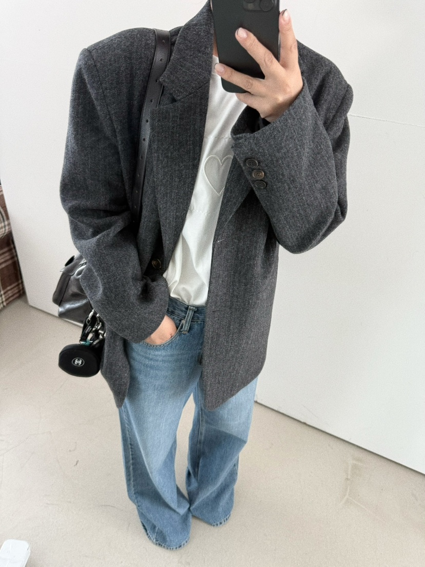 OLI SEOUL東大門㊣代購女裝新品25秋冬真品夾克美利奴羊毛OLI SEOUL夾克
