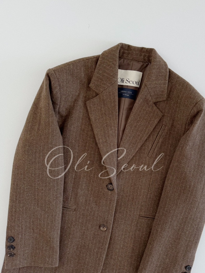 OLI SEOUL東大門㊣代購女裝新品25秋冬真品夾克美利奴羊毛OLI SEOUL夾克圖色3