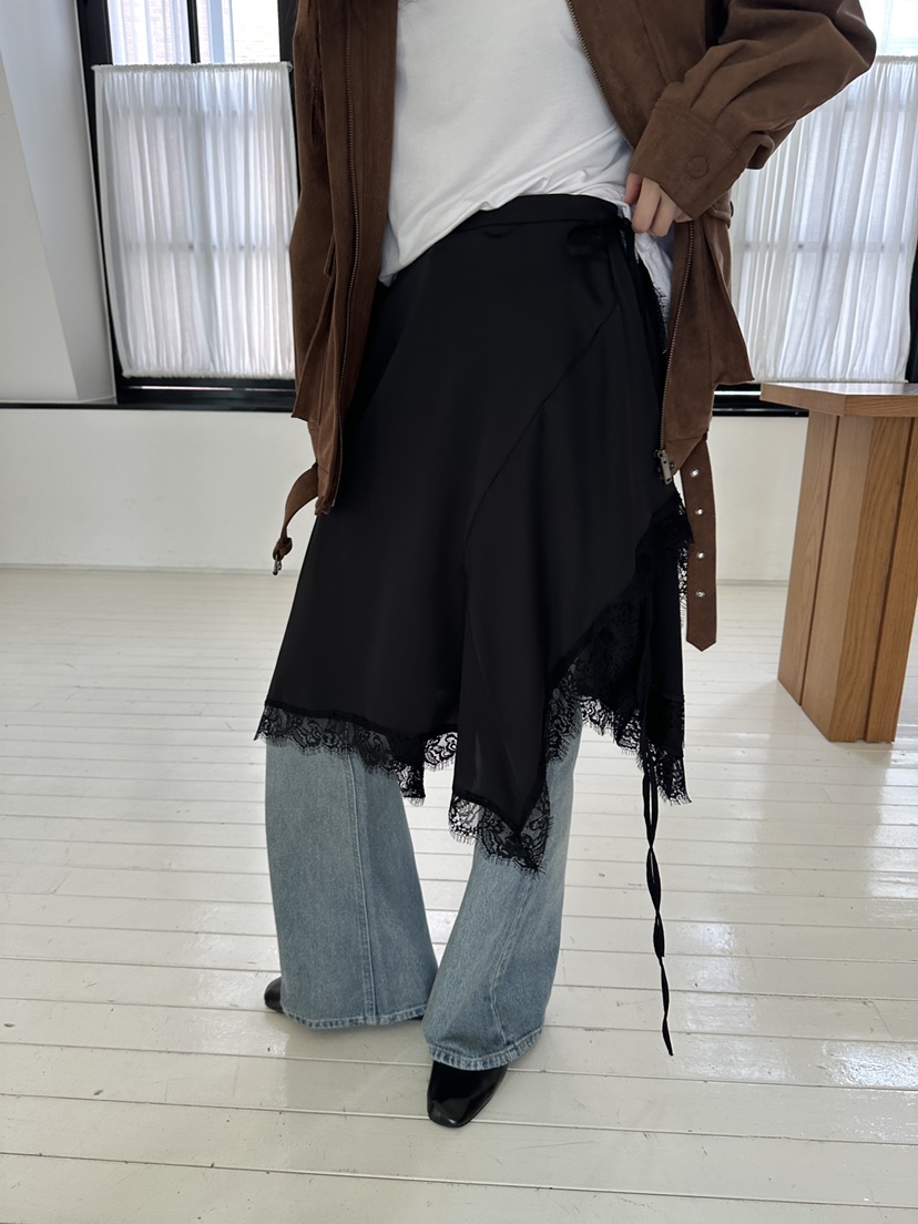 BOWIE韓國直郵㊣女裝新款休閑真品推薦熱賣25秋冬短裙裹身裙蕾絲BOWIE短裙