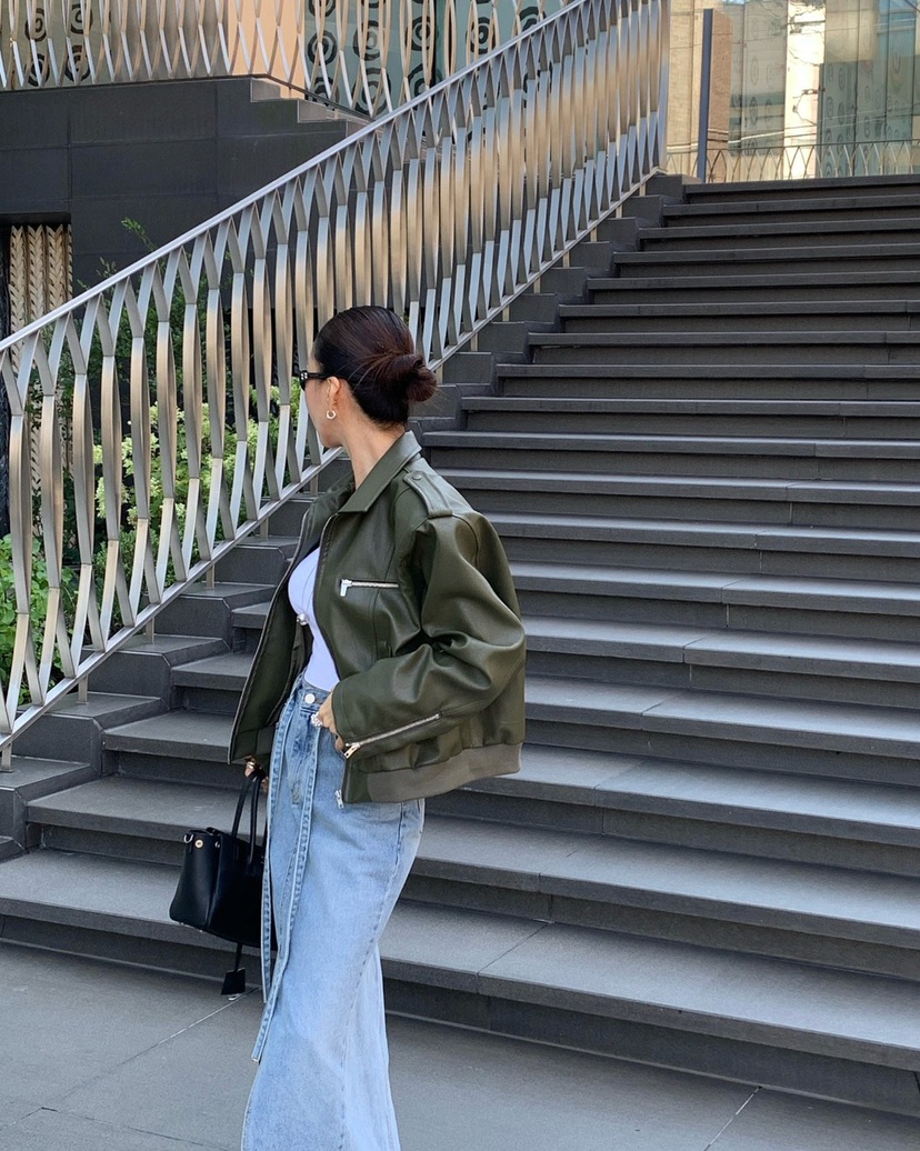 REVE CITE-L東大門㊣實拍女裝新品真品推薦熱賣25秋冬皮衣綁帶REVE CITE皮衣