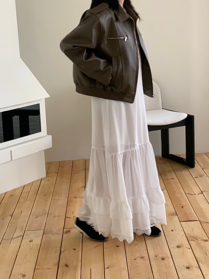 REVE CITE-L東大門㊣實拍女裝新品真品推薦熱賣25秋冬皮衣綁帶REVE CITE皮衣