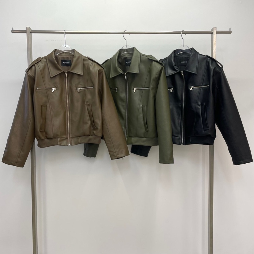REVE CITE-L東大門㊣實拍女裝新品真品推薦熱賣25秋冬皮衣綁帶REVE CITE皮衣
