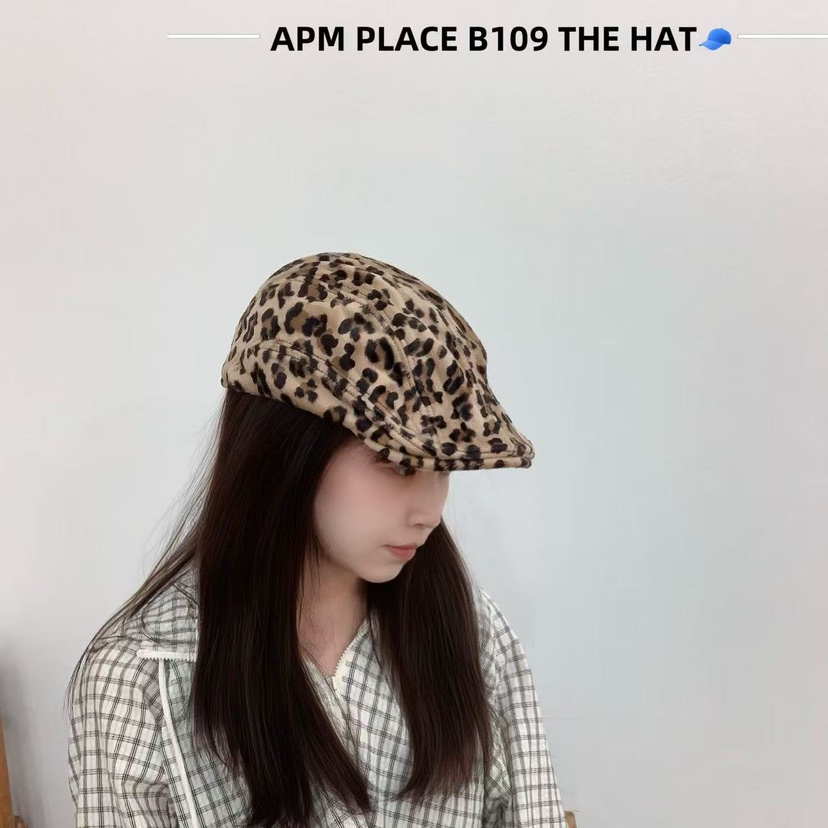 THE HAT-P東大門㊣直郵女裝新品真品推薦熱賣25秋冬帽子豹紋THE HAT帽子圖色1