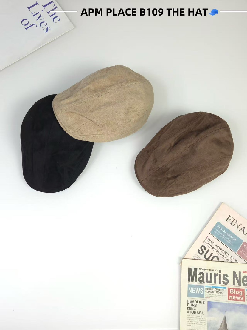 THE HAT-P韓國直郵㊣女裝新品推薦人氣職業休閑帽子絨面革THE HAT帽子