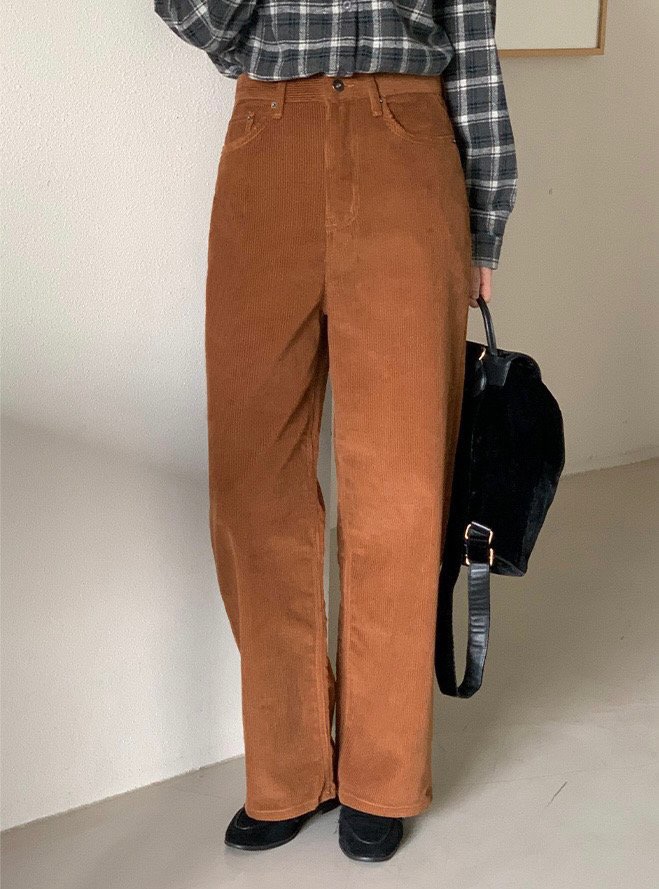 WOOD韓國代購㊣女士新款25秋冬真品推薦時尚職業休閑褲燈芯絨WOOD休閑褲
