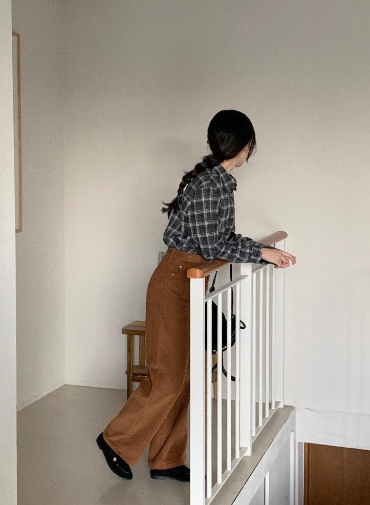 WOOD韓國代購㊣女士新款25秋冬真品推薦時尚職業休閑褲燈芯絨WOOD休閑褲