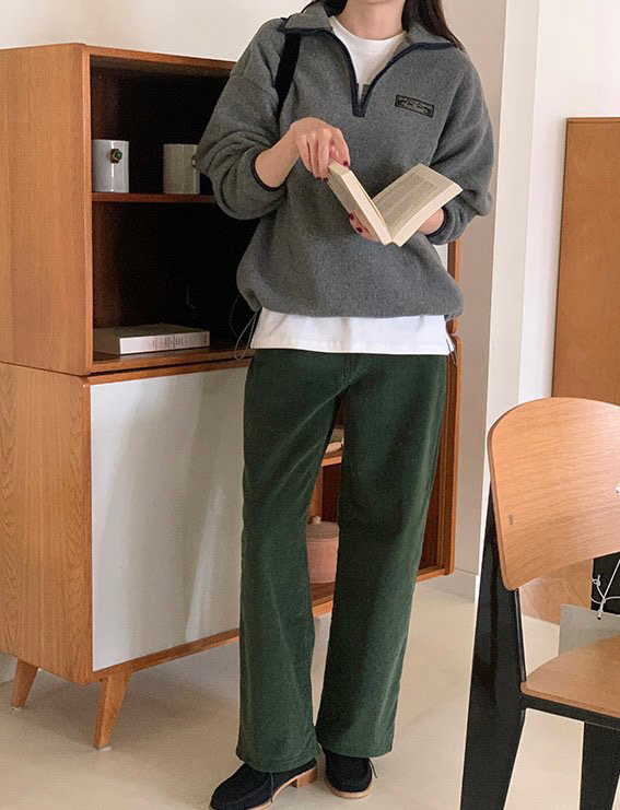 WOOD韓國代購㊣女士新款25秋冬真品推薦時尚職業休閑褲燈芯絨WOOD休閑褲