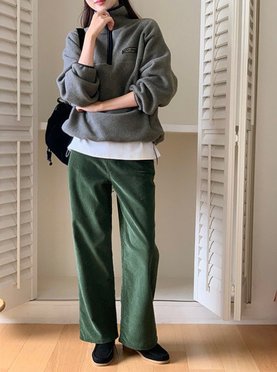 WOOD韓國代購㊣女士新款25秋冬真品推薦時尚職業休閑褲燈芯絨WOOD休閑褲