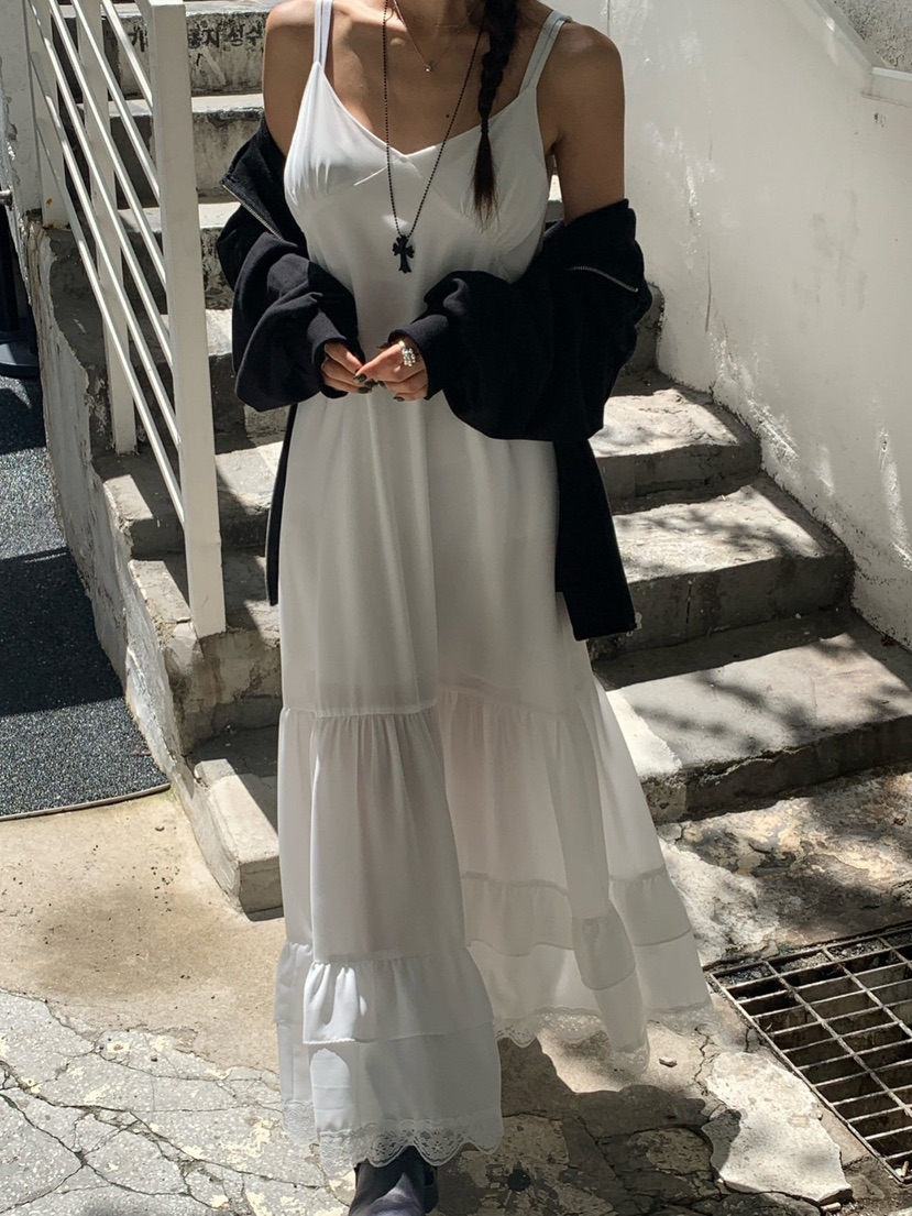 REVE CITE-L韓國代購㊣女士新品人氣真品推薦連衣裙蕾絲長款REVE CITE連衣裙