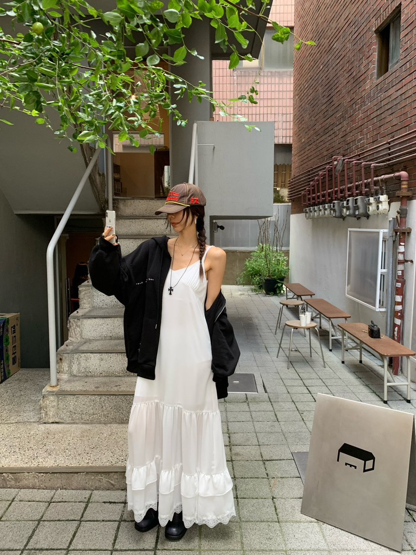 REVE CITE-L韓國代購㊣女士新品人氣真品推薦連衣裙蕾絲長款REVE CITE連衣裙