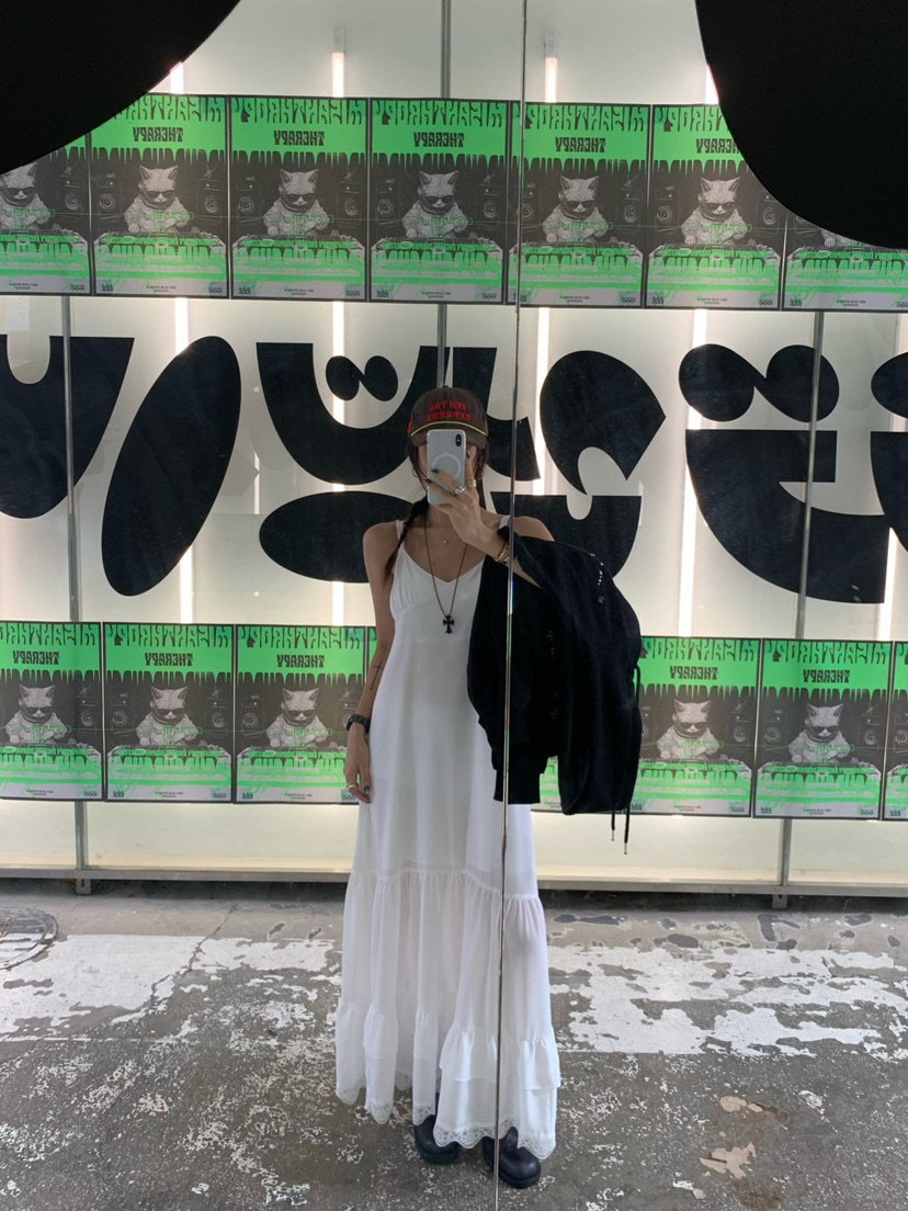 REVE CITE-L韓國代購㊣女士新品人氣真品推薦連衣裙蕾絲長款REVE CITE連衣裙