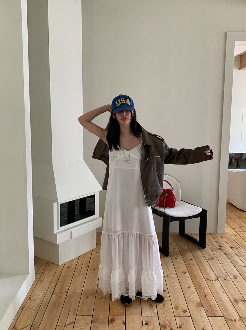 REVE CITE-L韓國代購㊣女士新品人氣真品推薦連衣裙蕾絲長款REVE CITE連衣裙