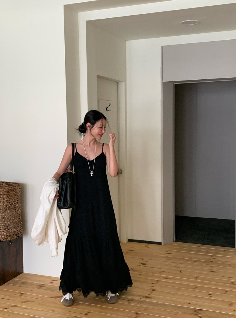 REVE CITE-L韓國代購㊣女士新品人氣真品推薦連衣裙蕾絲長款REVE CITE連衣裙圖色2