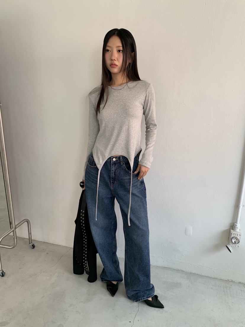 SUNDER MARKET韓國直郵㊣女士新品人氣休閑25秋冬職業長袖T恤SUNDER MARKET長袖T恤