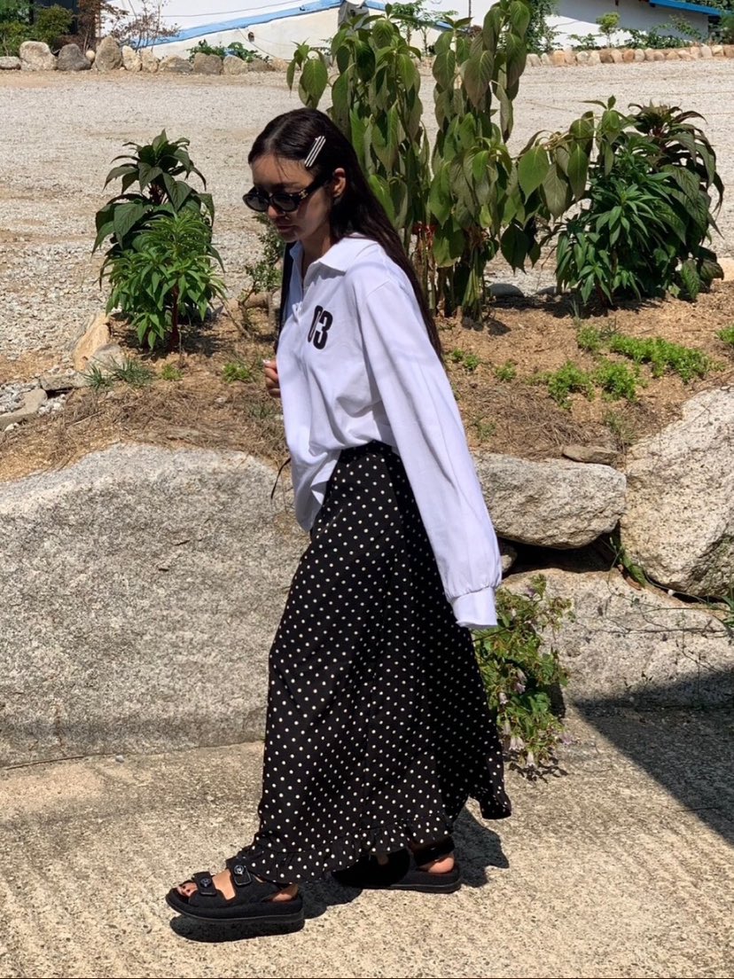 LIKEVAM韓國代購㊣女士新款熱賣25秋冬職業休閑時尚長裙荷葉邊LIKEVAM長裙