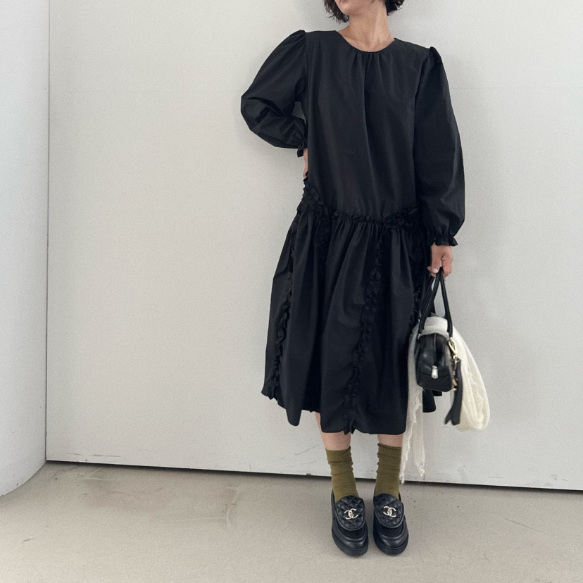 OLI SEOUL東大門㊣直郵女士新款真品休閑連衣裙荷葉邊格紋OLI SEOUL連衣裙