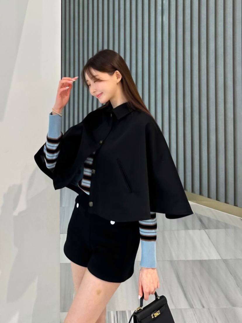 LIKEVAM東大門㊣代購女士新款熱賣人氣休閑25秋冬職業夾克斗篷LIKEVAM夾克