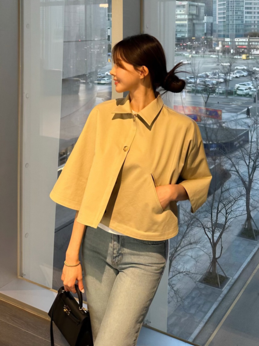 LIKEVAM東大門㊣代購女士新款熱賣人氣休閑25秋冬職業夾克斗篷LIKEVAM夾克