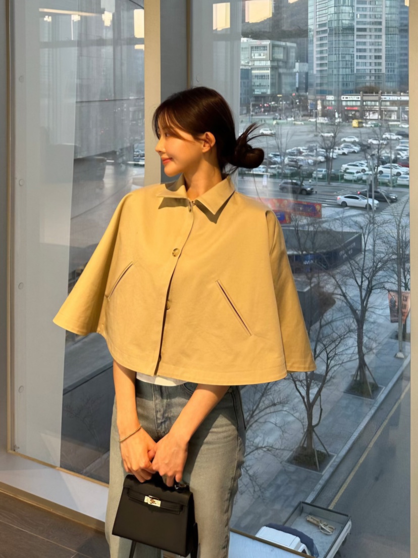 LIKEVAM東大門㊣代購女士新款熱賣人氣休閑25秋冬職業夾克斗篷LIKEVAM夾克