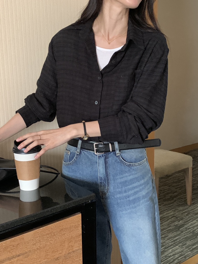 FRILL-T韓國代購㊣女裝新品推薦熱賣25秋冬休閑襯衫蕾絲衫FRILL-T襯衫/蕾絲衫