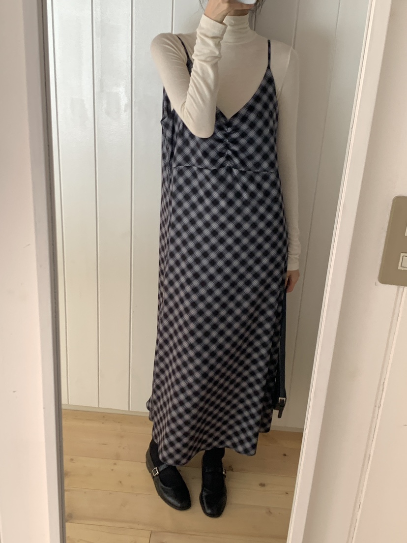FRILL-T東大門㊣代購女士新款休閑職業連衣裙不含內搭格紋FRILL-T連衣裙圖色2