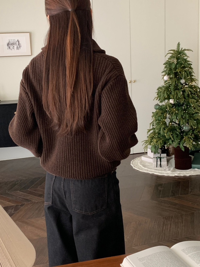 WOOD東大門㊣實拍女裝新品25秋冬推薦真品職業時尚針織衫披肩WOOD針織衫
