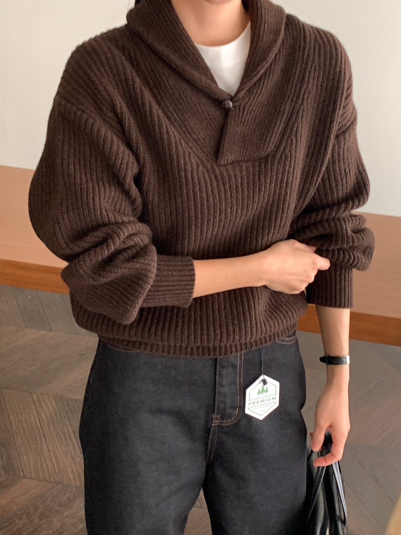 WOOD東大門㊣實拍女裝新品25秋冬推薦真品職業時尚針織衫披肩WOOD針織衫