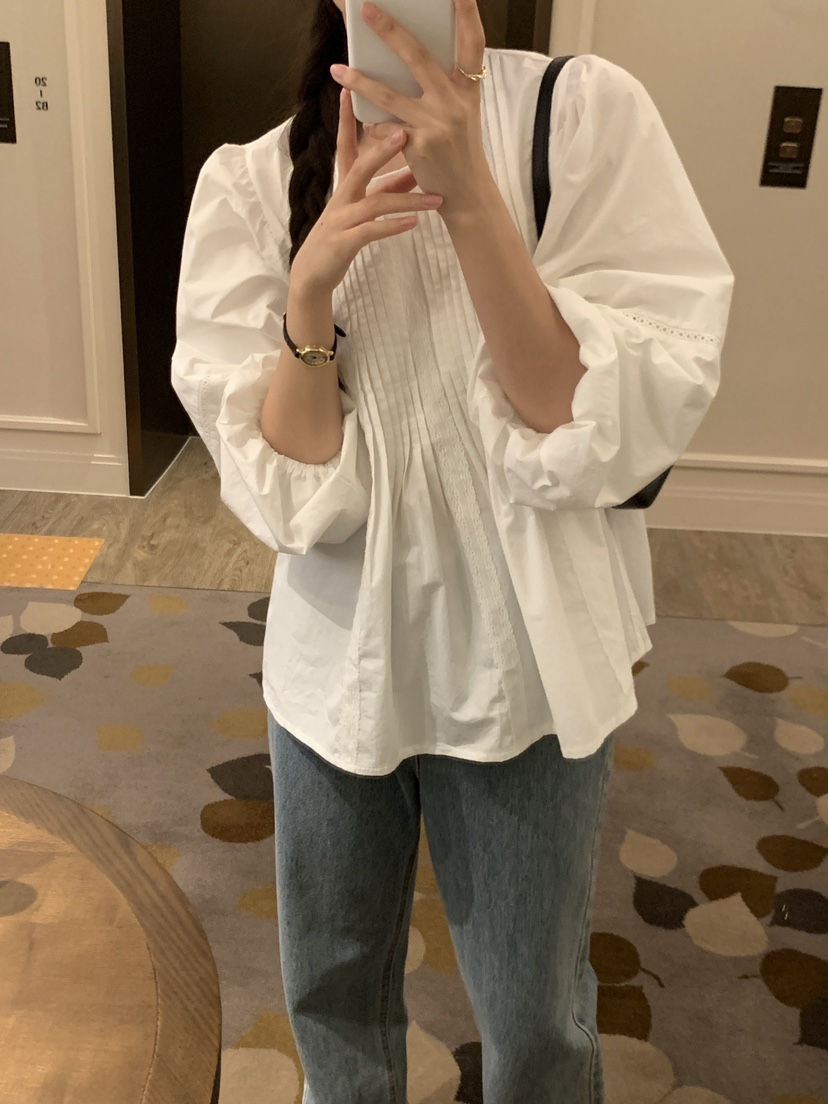 FRILL-T東大門㊣直郵女裝新品職業25秋冬人氣休閑襯衫蕾絲衫FRILL-T襯衫/蕾絲衫