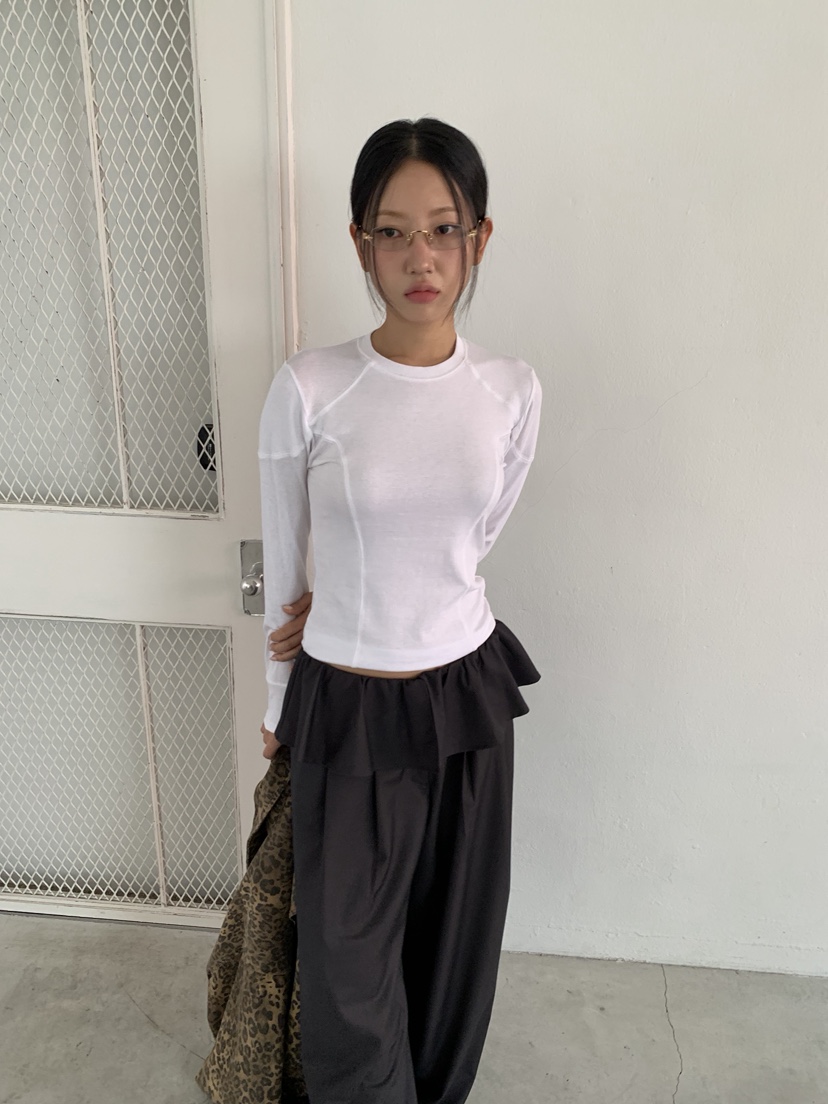 SUNDER MARKET韓國直郵㊣女士新款熱賣25秋冬休閑長袖T恤刺繡SUNDER MARKET長袖T恤