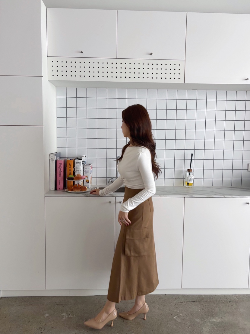 TOO HOT韓國代購㊣女士新品休閑職業25秋冬長裙裹身裙絨面革TOO HOT長裙