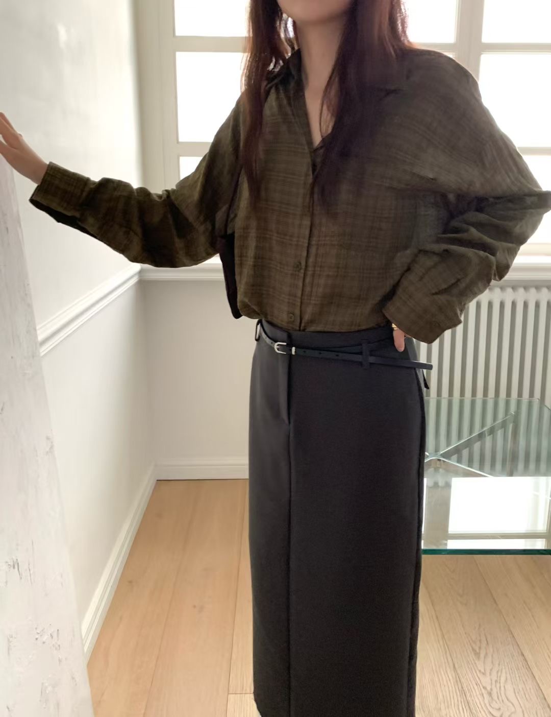 DE ONDO韓國直郵㊣女士新款推薦真品25秋冬襯衫蕾絲衫格子DE ONDO襯衫/蕾絲衫圖色3