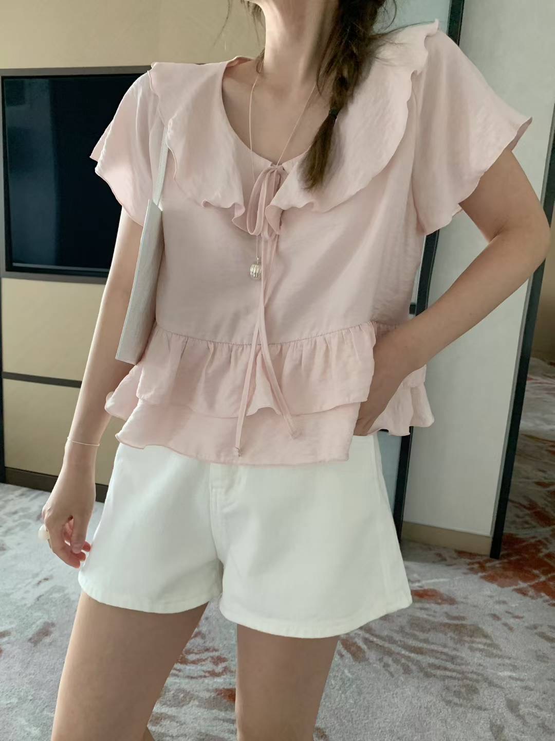MELLOUNGE-멜라운지-T東大門㊣實拍女裝新品休閑襯衫蕾絲衫MELLOUNGE-T襯衫/蕾絲衫圖色2