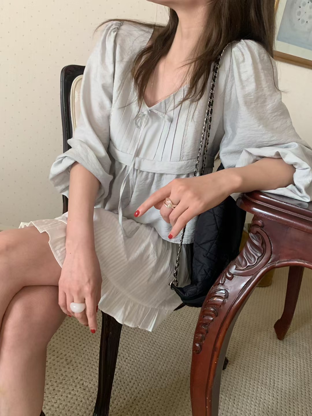 MELLOUNGE-멜라운지-T東大門㊣代購女士新款推薦襯衫蕾絲衫MELLOUNGE-T襯衫/蕾絲衫