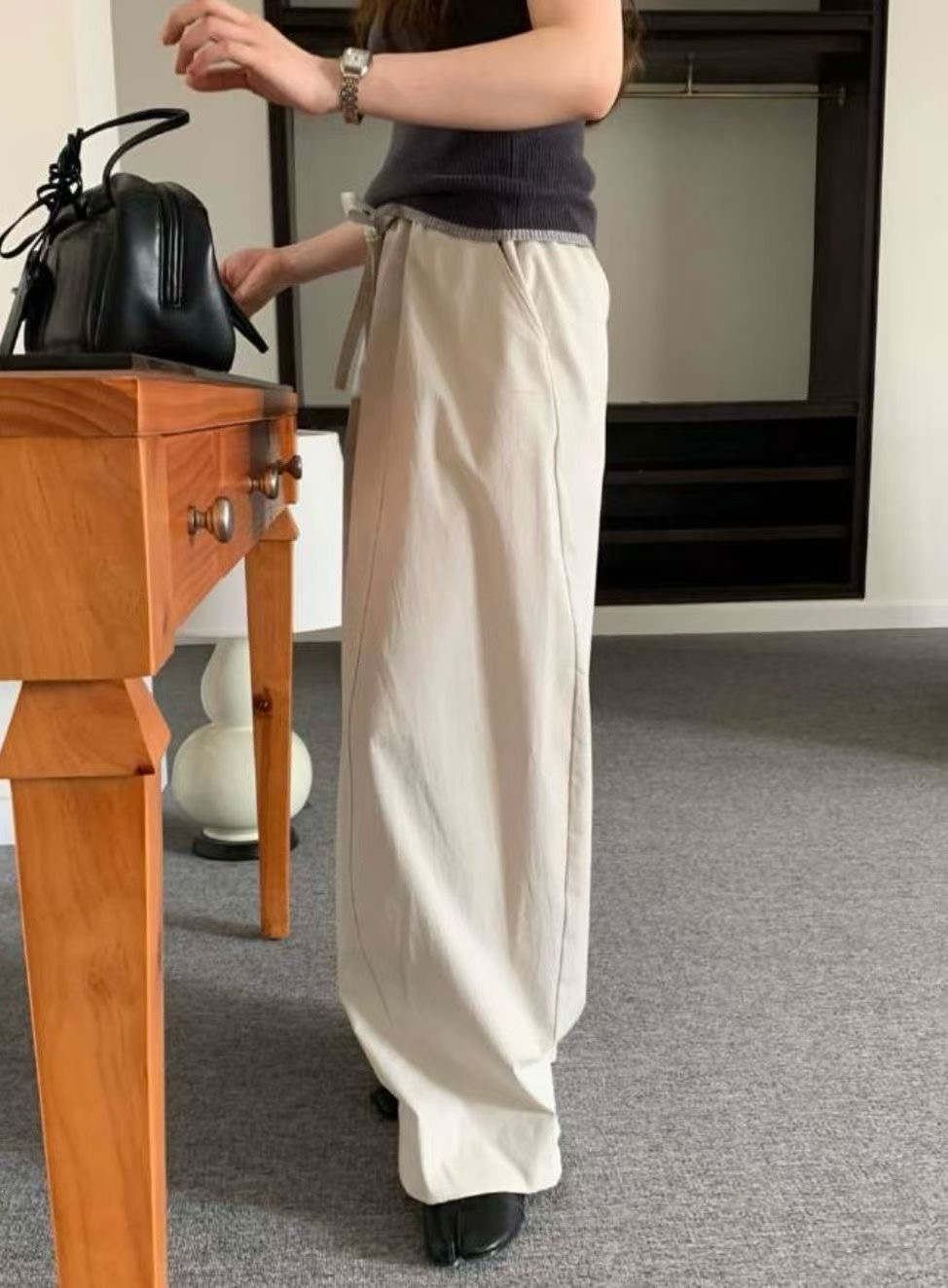 REBORN東大門㊣實拍女裝新品時尚職業真品休閑人氣休閑褲綁帶REBORN休閑褲